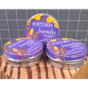 3- Burts Bees Lavender & Honey Lip Butter 0.4 Oz New Sealed Tins